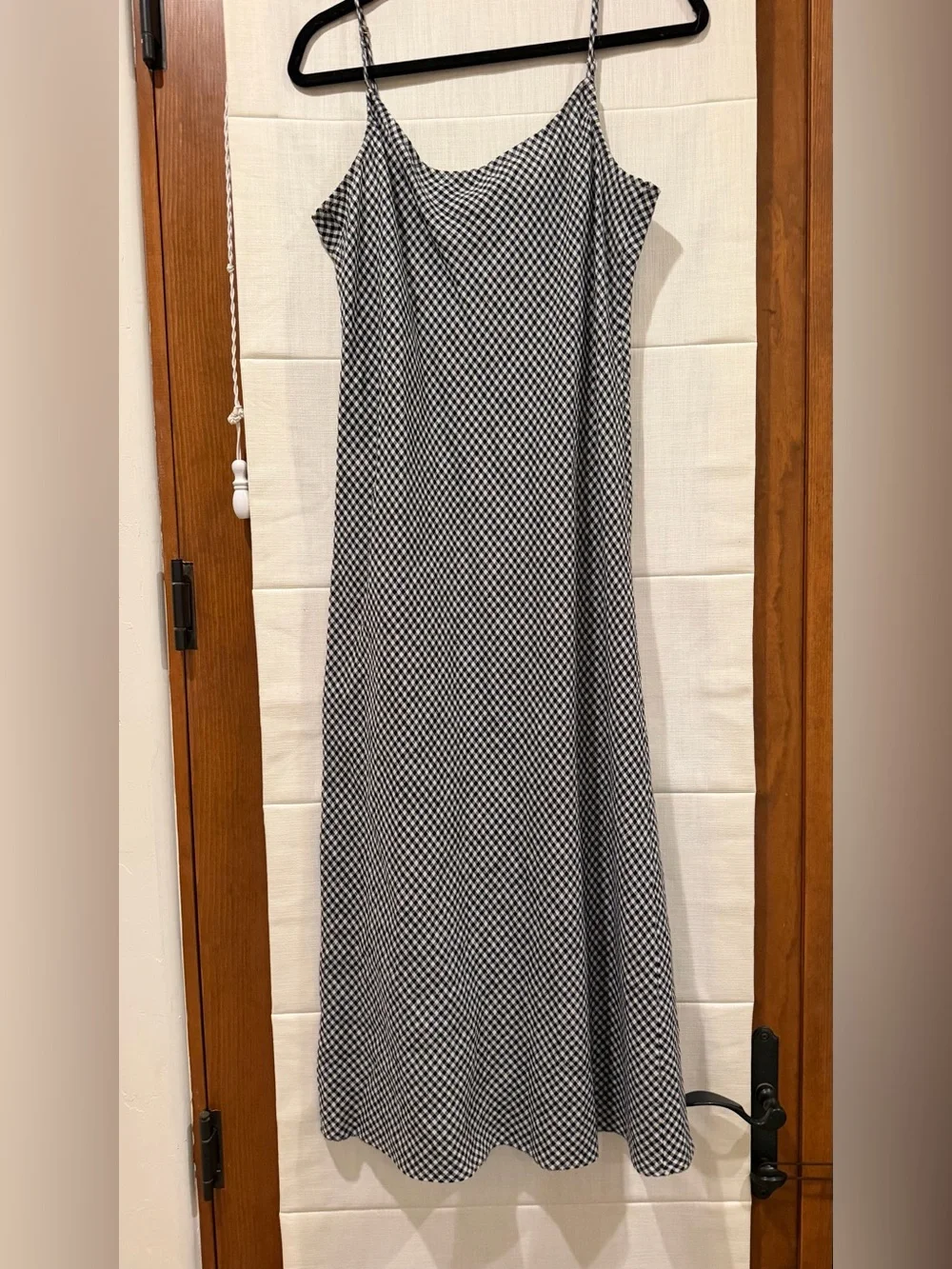 J. Crew Black & White Gingham Maxi Slip Dress